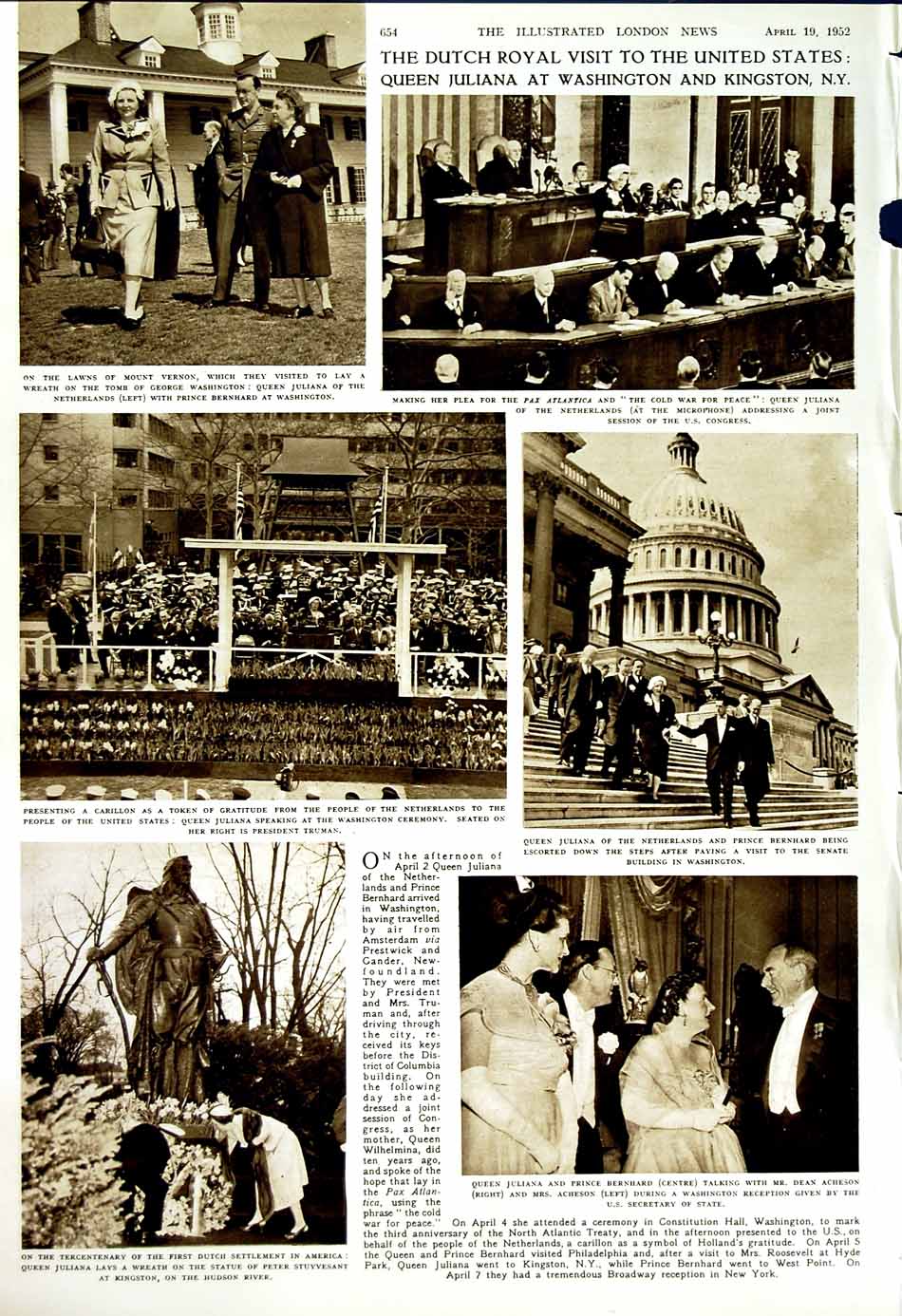 Old Vintage Print 1952 President Transvaal Lord Charles Africa Juliana 20th