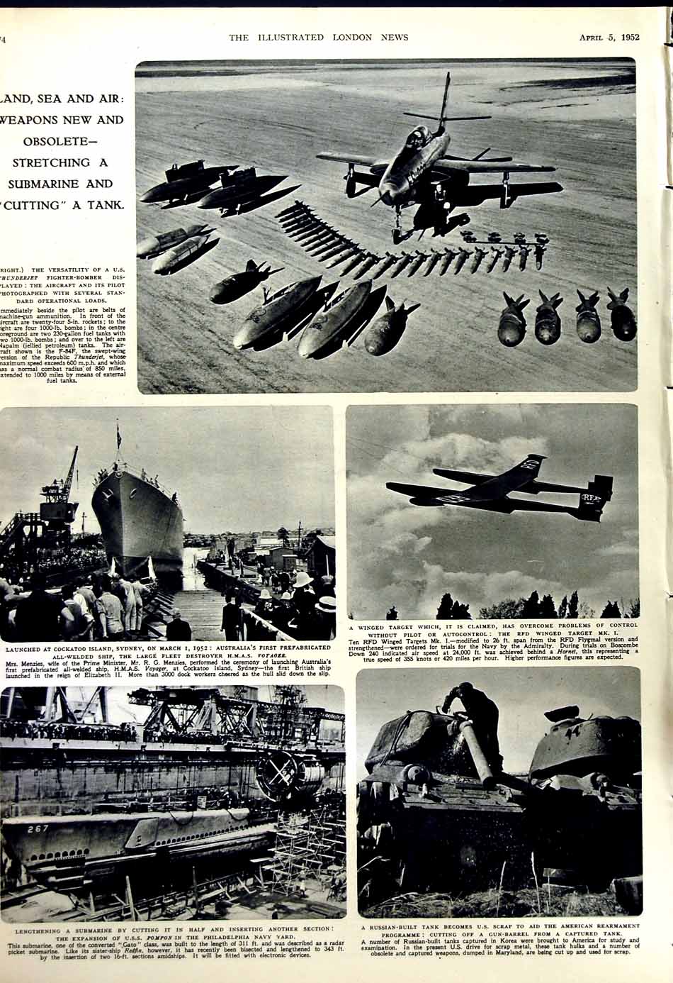 Old Vintage Print 1952 Rugby Sport Snow Storm London Zoo Ship Aeroplane 20th