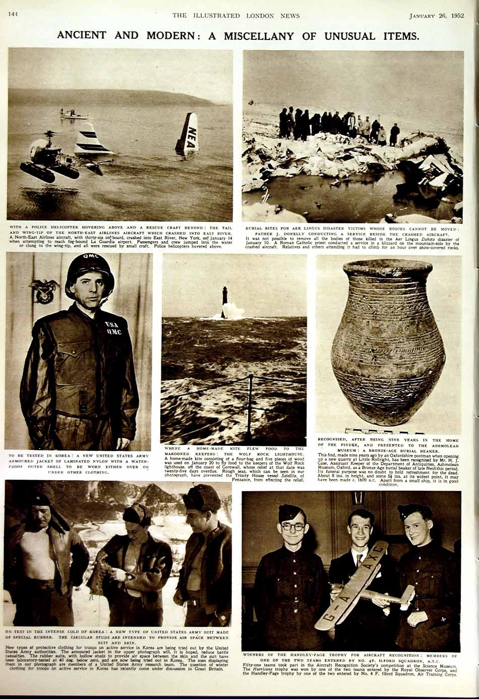 Old Vintage Print 1952 Barque Ship Pamir Mig Jet Korea War A.T.C Museum 20th
