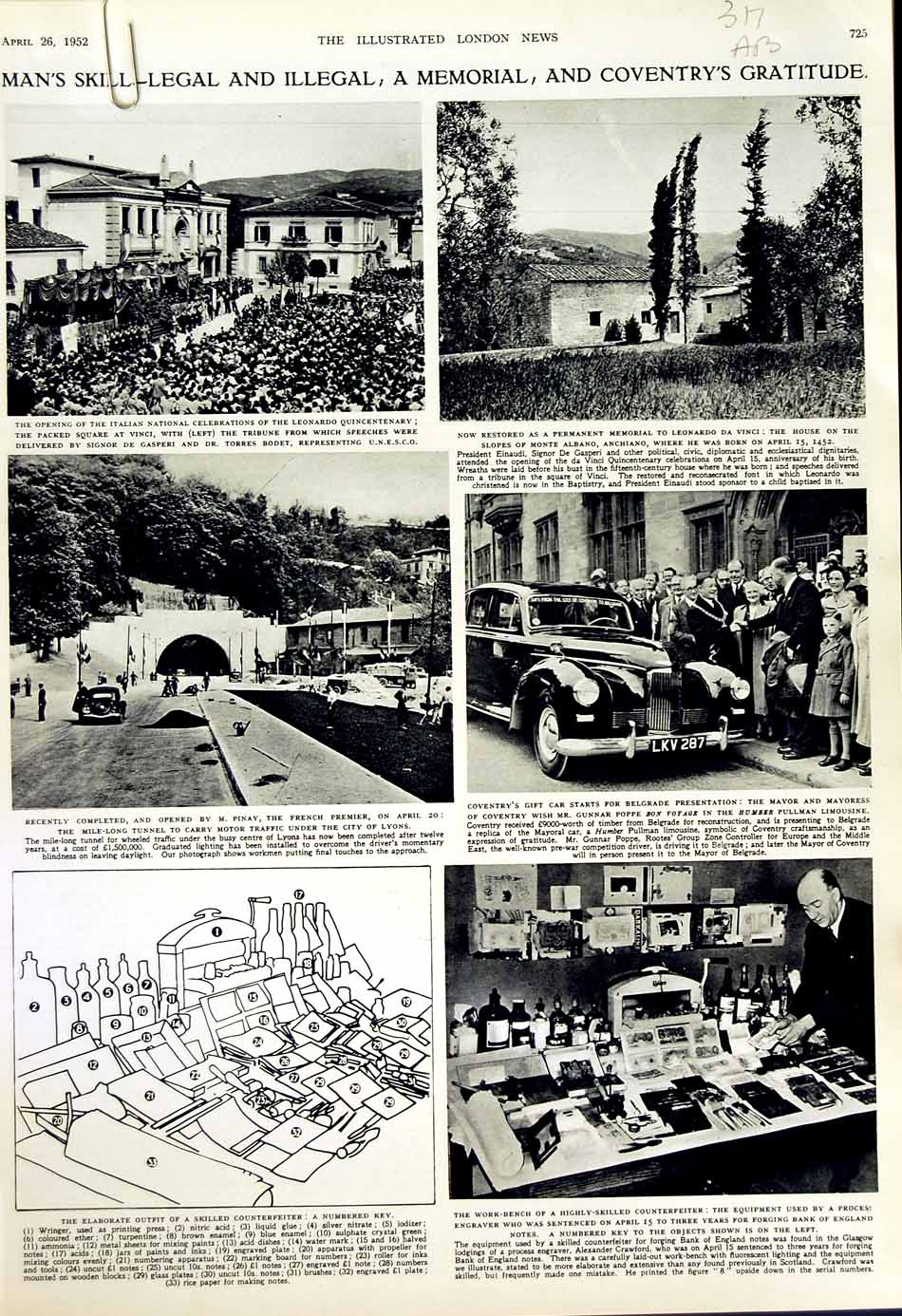 Old Vintage Print 1952 Sport Art Science Rugby Train Crash Bank England 20th
