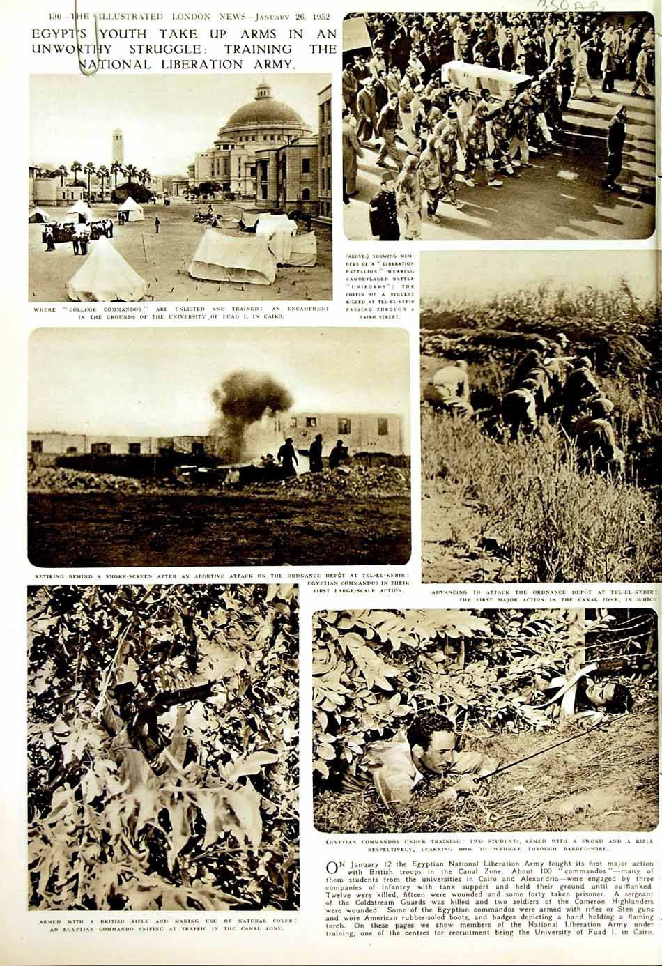 Old Vintage Print 1952 Egypt Commandos Tel-El-Kebir Hoxton Boxing Sport 20th
