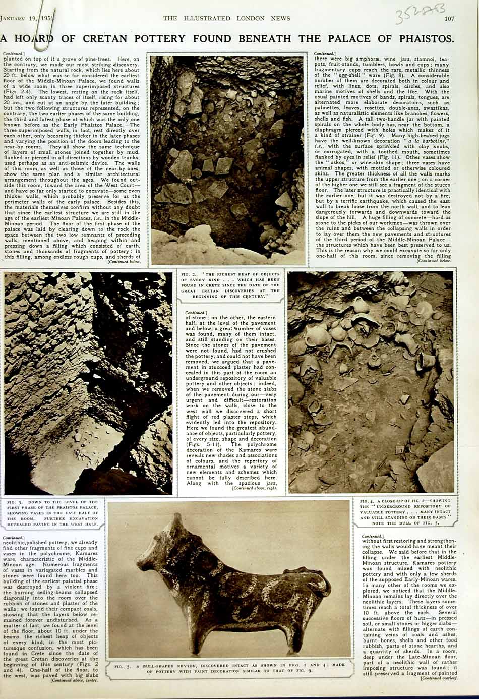 Antique Old Print 1952 Cretan Pottery Palace Phaistos Art Canada Van Gogh 20th