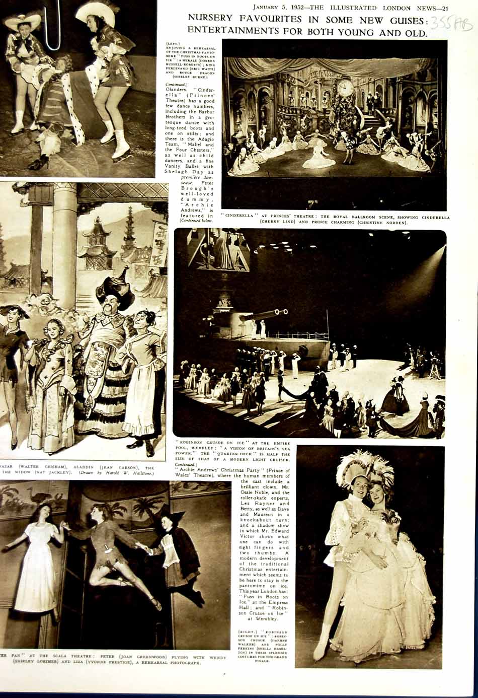 Old Vintage Print 1952 Theatre Crusoe Cinderella Jay Bird Pottery Leach 20th