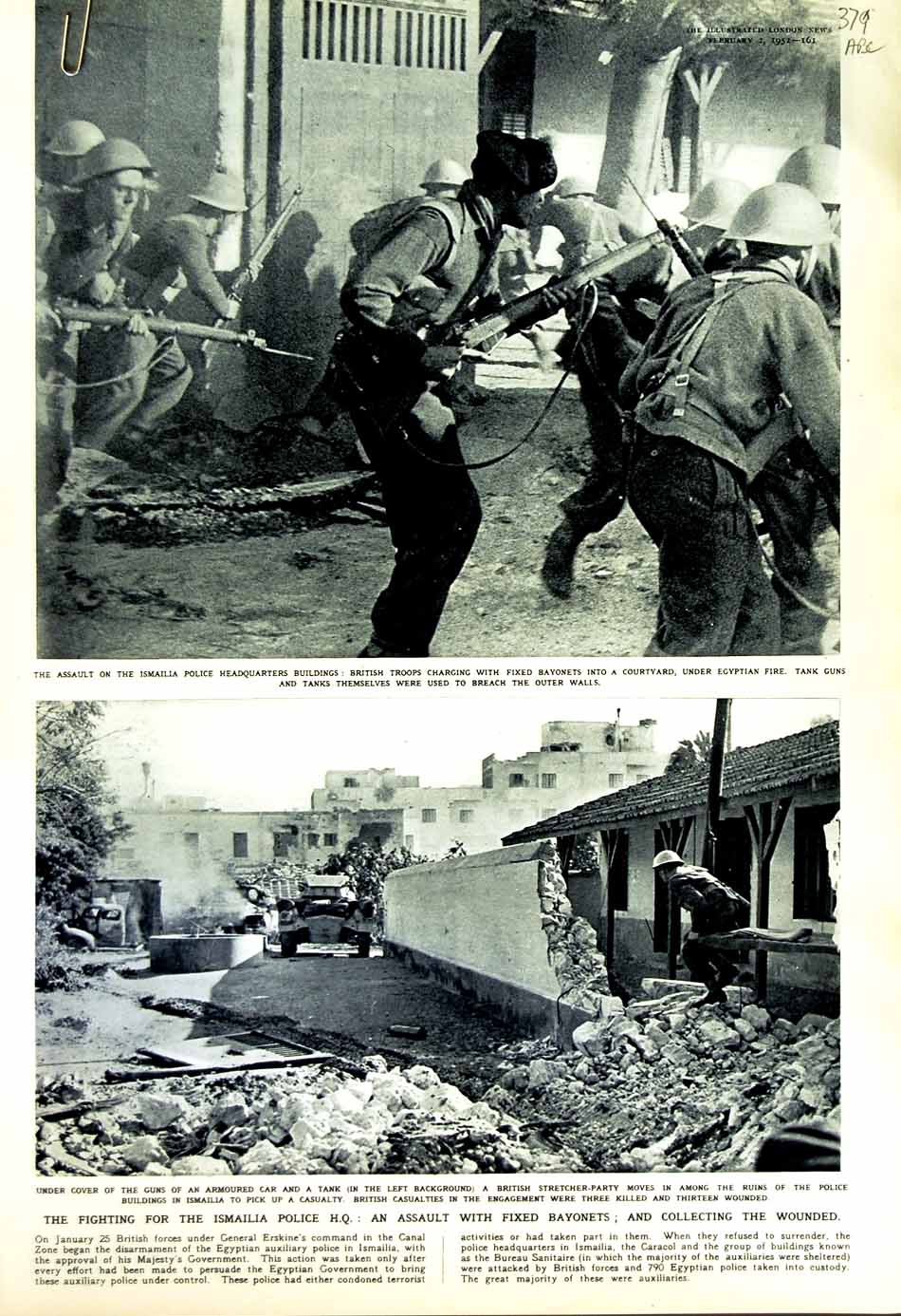 Original Old Vintage Print 1952 Lord Alexander Canada Ismailia Police British