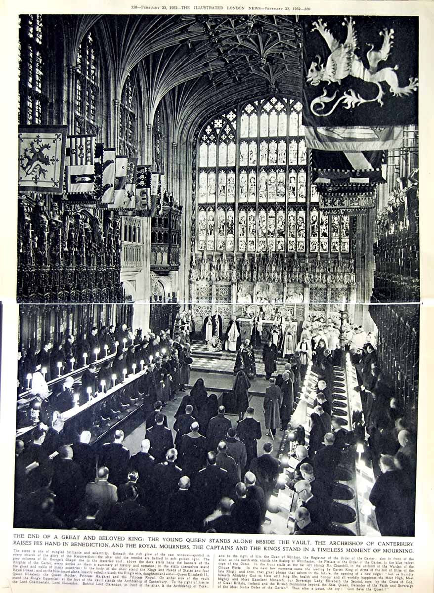 Original Old Vintage Print 1952 King George Vi Funeral Hyde Park Queen Windsor
