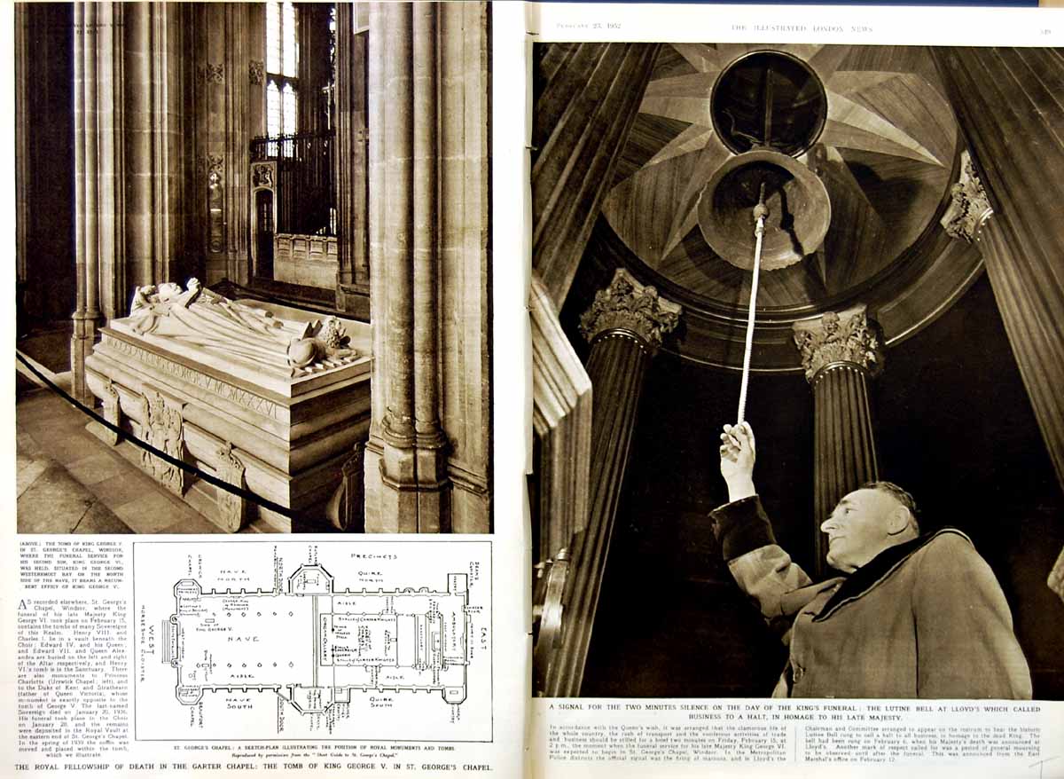 Old Vintage Print 1952 King George Funeral Windsor Lutine Bell Lloyd'S 20th