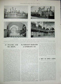 Original Old Antique Print 1904 Louis Exhibition Train Palace Machinery School