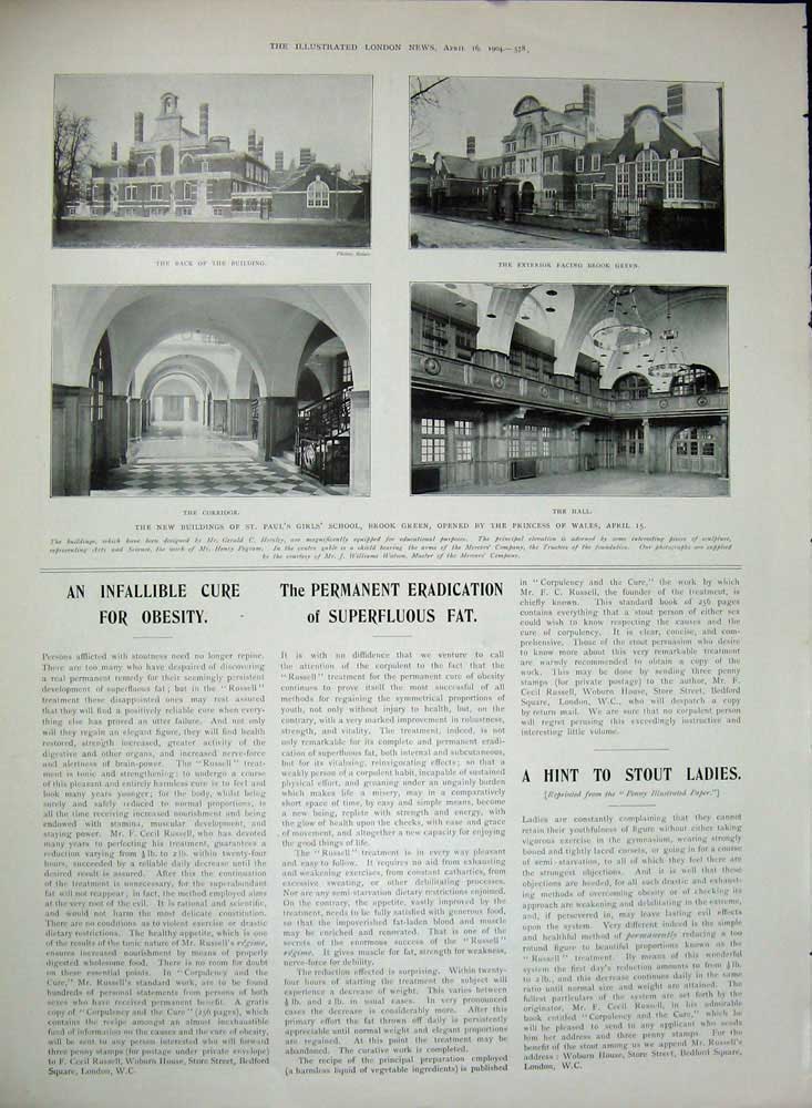 Original Old Antique Print 1904 Louis Exhibition Train Palace Machinery School