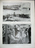 Antique Old Print 1904 Fire Turin University Library Aalesund Covent Ball 20th