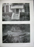 Antique Old Print 1902Peregrine Falcon Ptarmigan Steyn Ship Breeches-Buoy 20th