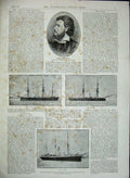 Old Antique Print 1890 Delagoa Bay Africa Portugese Gun Boat Ship Pinto 19th