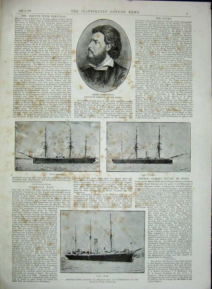 Old Antique Print 1890 Delagoa Bay Africa Portugese Gun Boat Ship Pinto 19th