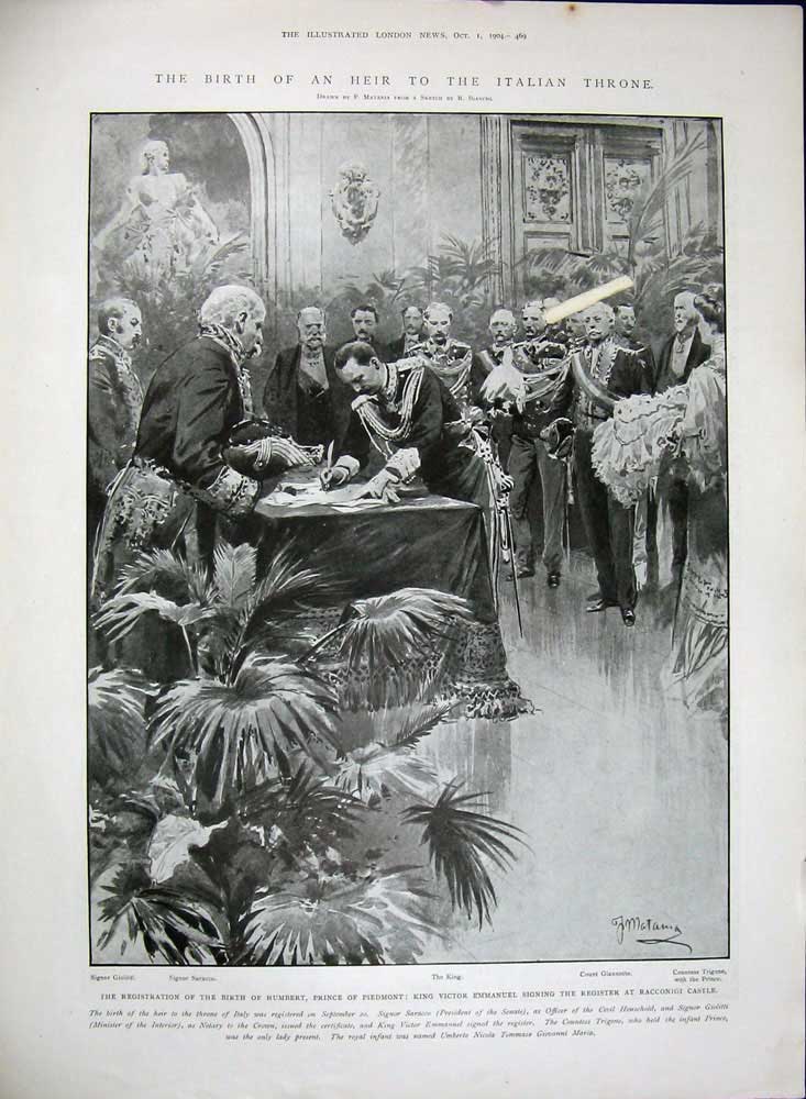Old Antique Print 1904 Coronation King Servia Belgrade Humbert Racconigi 20th