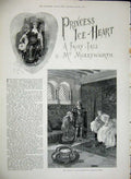 Old Antique Print 1892 Little Girl Dog Mistletoe Christmas Theatre Fairy 19th