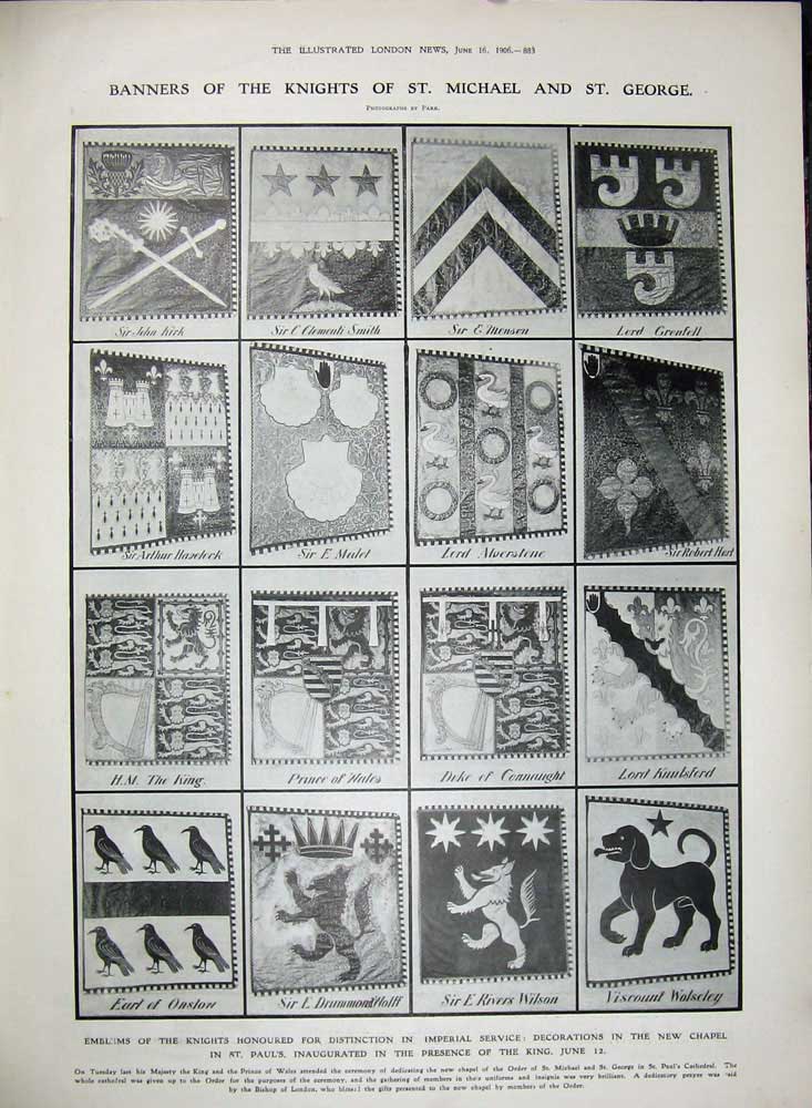 Old Antique Print 1906 Sanatorium Sussex King Knights Emblems St Paul'S 20th