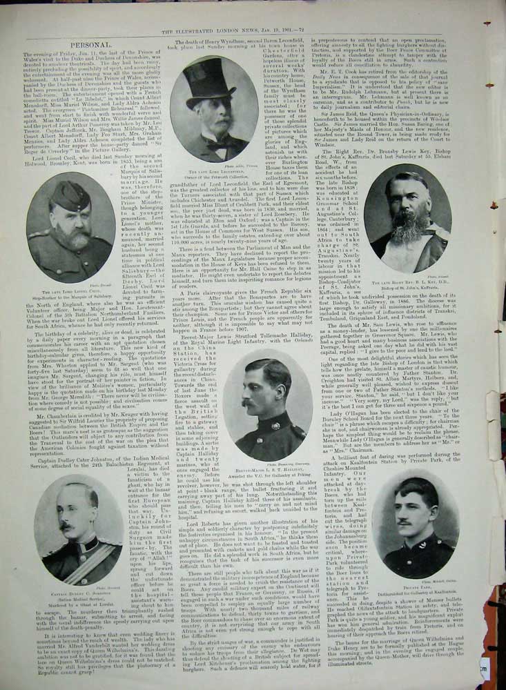Original Old Antique Print 1901 Man House Steps War Halliday Park Cecil Key