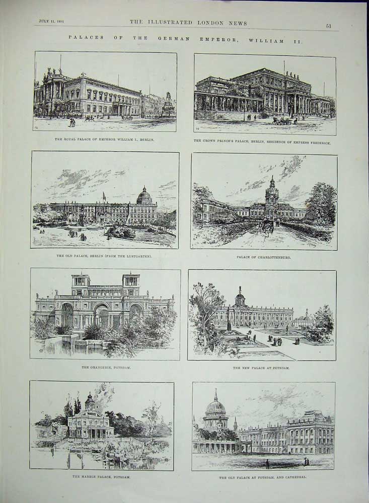 Old Antique Print 1891 Princess Louis Victoria Schleswig-Holstein Palace 19th