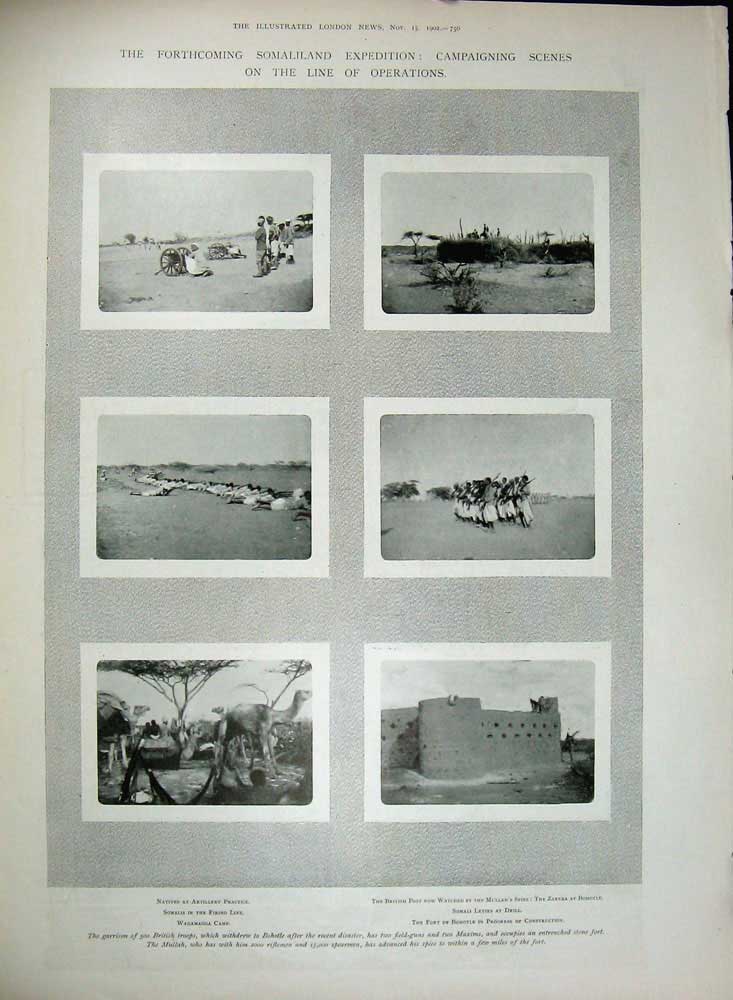 Antique Old Print 1902 Ship Wrecks Duel Dion Paris Wadamagoa Bohotle Fort 20th