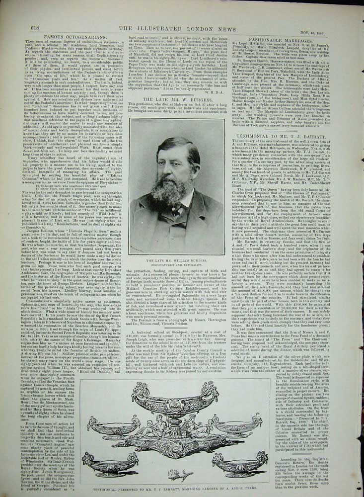 Original Old Antique Print 1889 Royal Wedding Athens Cathedral Burgess Barratt