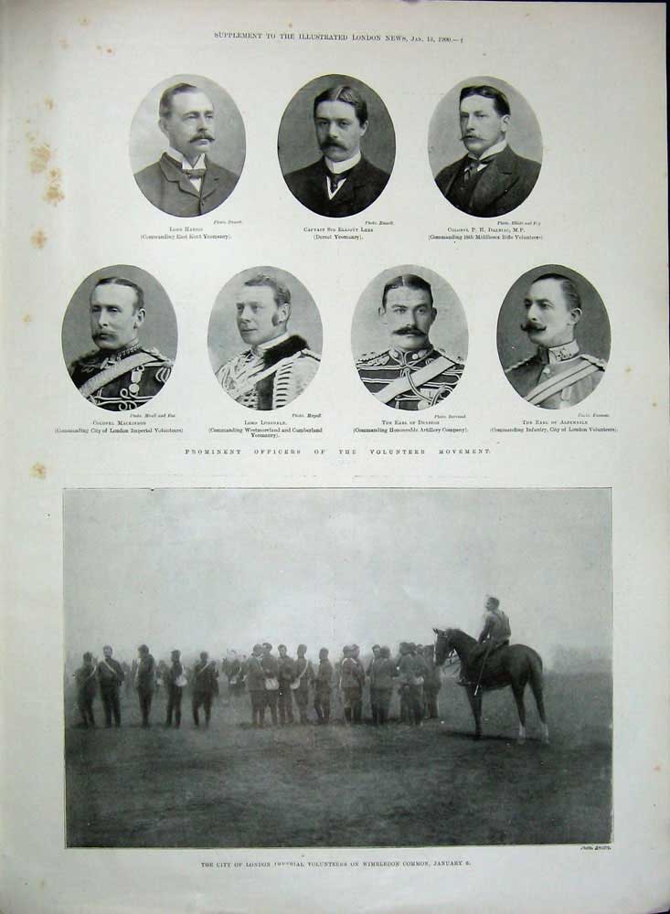 Original Old Antique Print 1900 Naauwpoort General French War Siers Denbigh