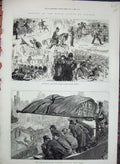 Original Old Antique Print 1882 Royal Courts Justice Strand Queen Dais Hall