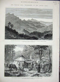Original Old Antique Print 1880 Monternegrin Camp Petrovitch War Riza Antivari