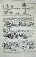 Old Antique Print 1885 Nile Egypt Hannek Cataract Abou Seir War Soudan 19th