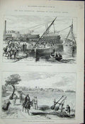 Old Antique Print 1884 Nile Boats Hamba Assiuot Cairo Railway Wady Halfa 19th