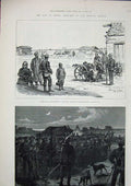 Original Old Antique Print 1882 War Egypt Fort Royal Port Said Siers Soudan