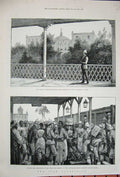 Old Antique Print 1884 Palace Kasr-El-Noussa Wolseley Train Assiout War 19th