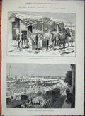 Old Antique Print 1882 War Egypt Bengal Zagazig Tel-El-Kebir Alexandra 19th