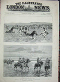 Antique Old Print 1884 War Soudan Tokar Horses Flood Battle El Teb Boiler 19th
