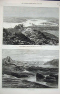 Antique Old Print 1874 Nile Cataract Pyramids Egypt Boulak Dahabeahs Boat 19th