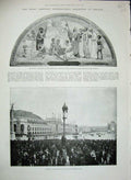 Old Antique Print 1893 Grand Basin America Chicago Duke Veragua Ship War 19th