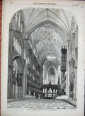 Old Antique Print 1856 Ely Cathedral Choir Octagon Architecture Building 19th