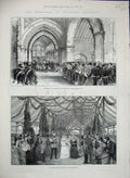 Antique Old Print 1885 Royal Wedding Princess Beatrice Whippingham Church 19th