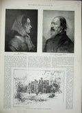 Old Antique Print 1892 Tennyson Lord Aldworth Poet Laureate Isle Wight 19th