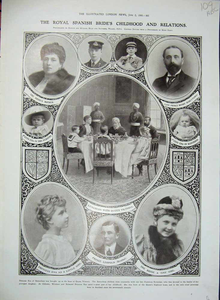Original Old Antique Print 1906 Spain Wedding Ena LeopAlexander Toros Opera