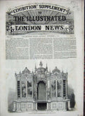 Old Antique Print 1851 Exhibition Bookcase Patterns Statue Shield China 19th