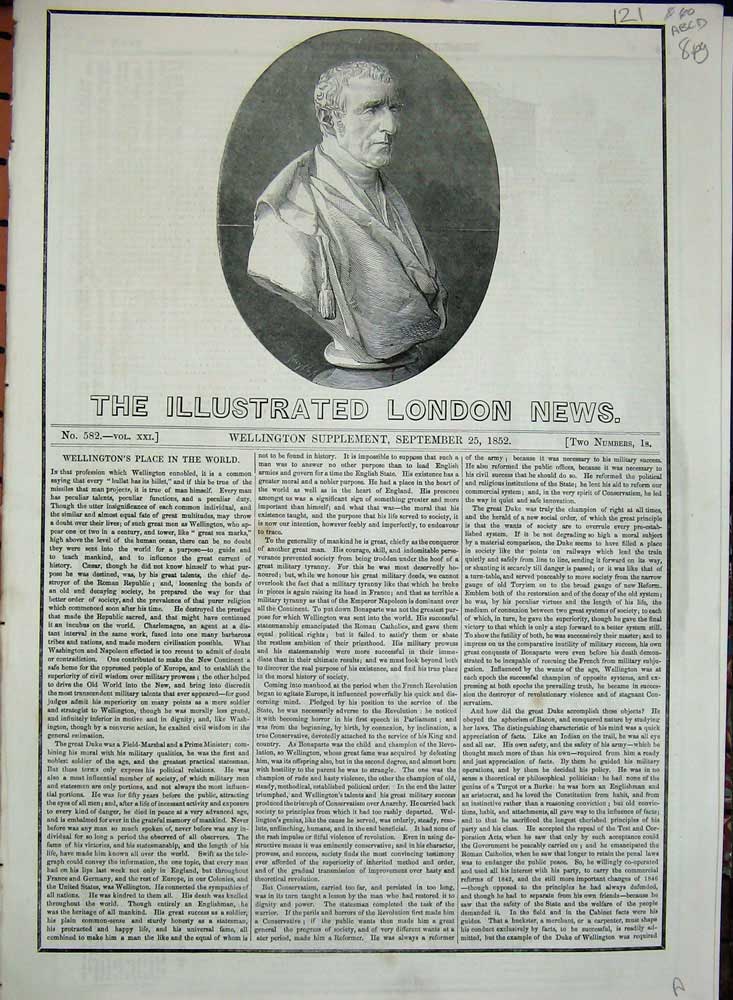 Old Antique Print 1852 Duke Wellington Walmer Castle Chair Horse Church 19th