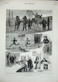 Old Antique Print 1882 University Oxford Proctor School Teachers Horses 19th