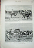 Original Old Antique Print 1898 British Advance Soudan War Camels Berber Osman