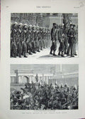 Original Old Antique Print 1882 Army Siers Hyde London Mall Egypt Troops War