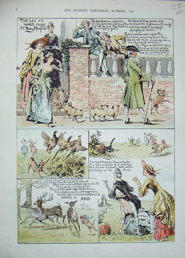 Original Old Antique Print 1892 Colour Story Lay By Wiry Jane Percy Macquoid