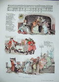 Original Old Antique Print 1889 Colour Story Christmas Music Romance Man Women