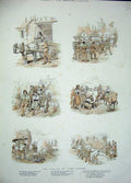 Antique Old Print 1884 Song Ballad Dame Durden Illustrations Story Colour 19th