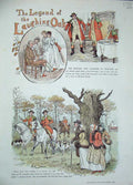 Old Antique Print 1884 Story Legend The Laughing Oak Men Hunting Sport 19th