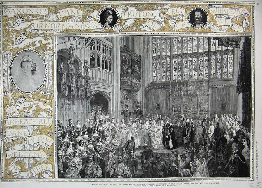 Old Antique Print 1887 Wedding Prince Wales Alexandria Windsor Prussia 19th