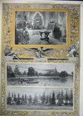Old Antique Print 1887 Windsor Castle Ship Spithead Horse Guards Parade 19th