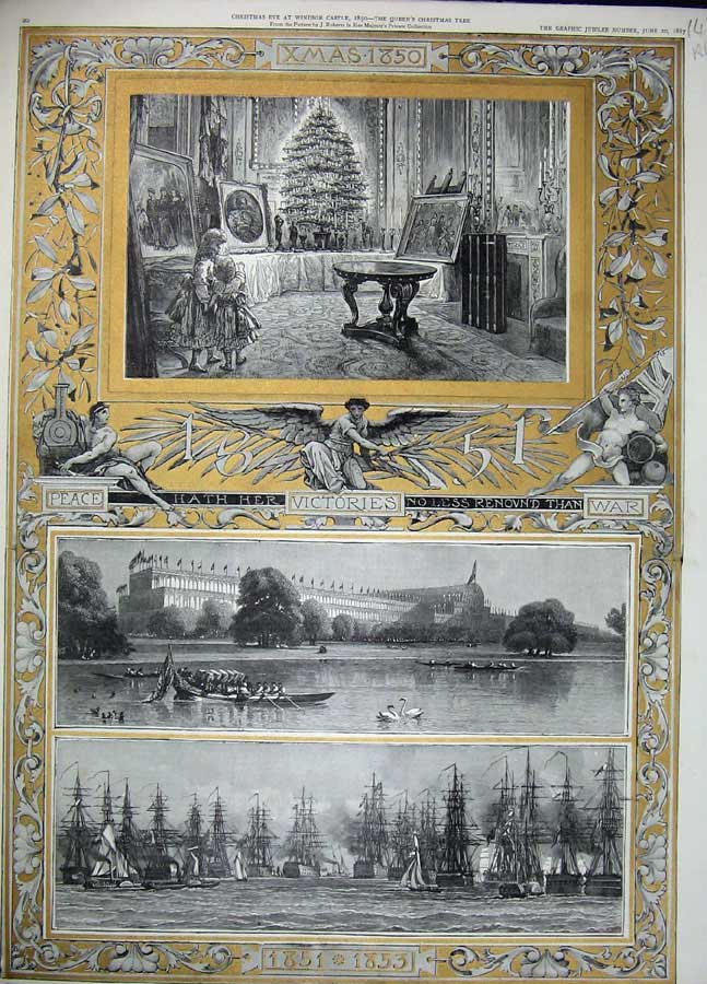 Old Antique Print 1887 Windsor Castle Ship Spithead Horse Guards Parade 19th